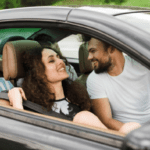 A Happy Family in Car
