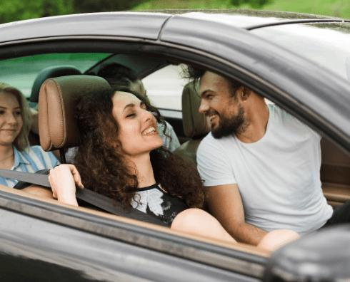 A Happy Family in Car