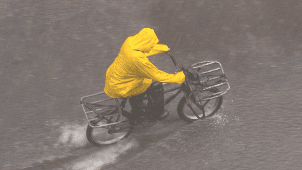 bike ride in rains