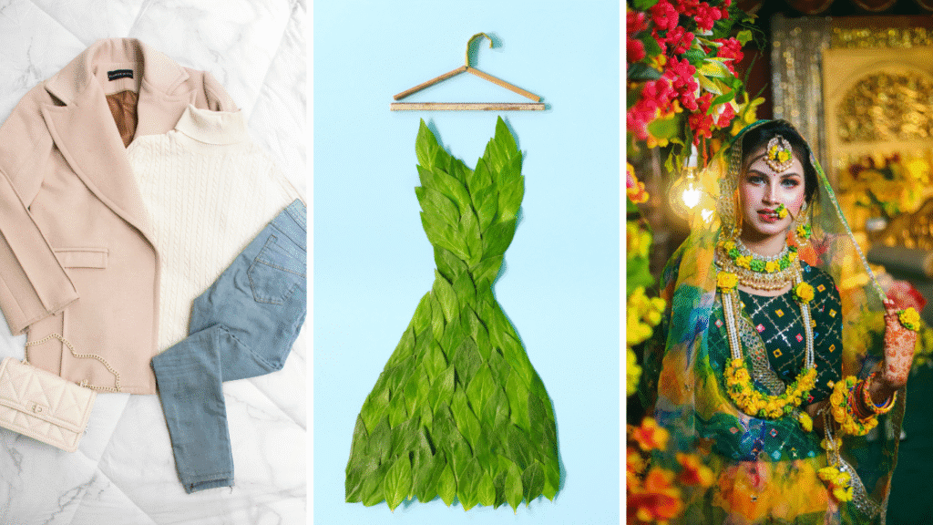 Sustainable fashion showcasing mindful clothing choices and eco-friendly festive wear
