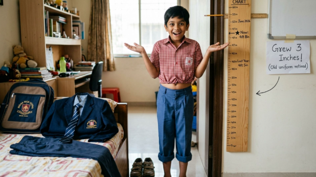 back to school: excited kid
